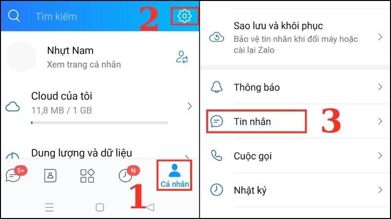 Mở danh mục Tin nhắn tr&ecirc;n Zalo