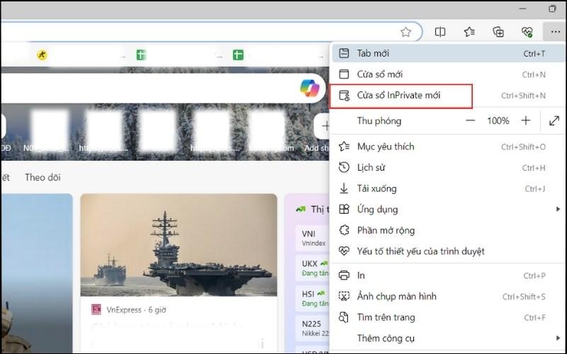 Mở tab ẩn danh tr&ecirc;n Microsoft Edge 