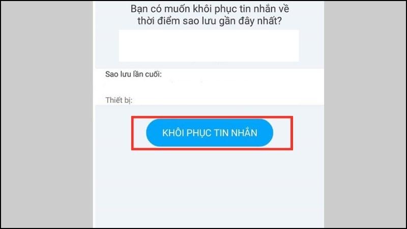 Nhấn KH&Ocirc;I PHỤC TIN NHẮN