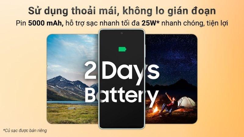 Samsung A73 có viên pin lớn, thoải mái sử dụng cả ngày