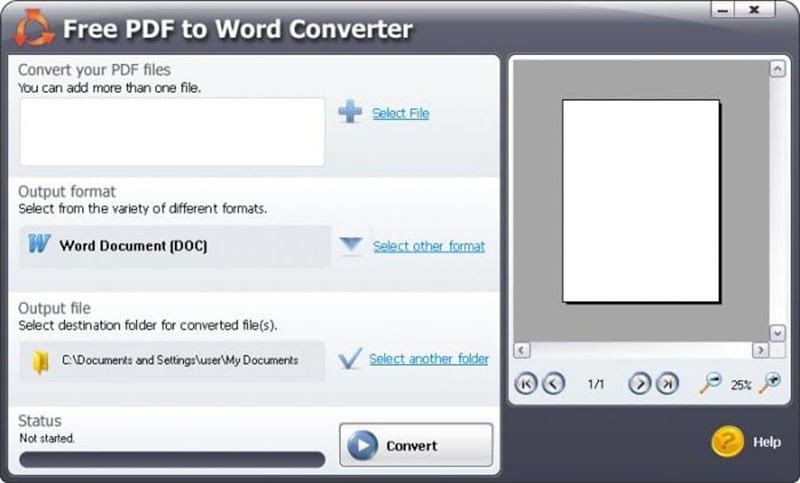 alt text: Giao diện phần mềm Convert PDF to Word