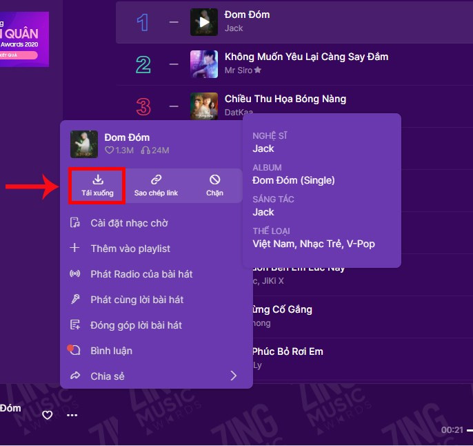 alt text: Tải nhạc từ Zing MP3 về máy tính