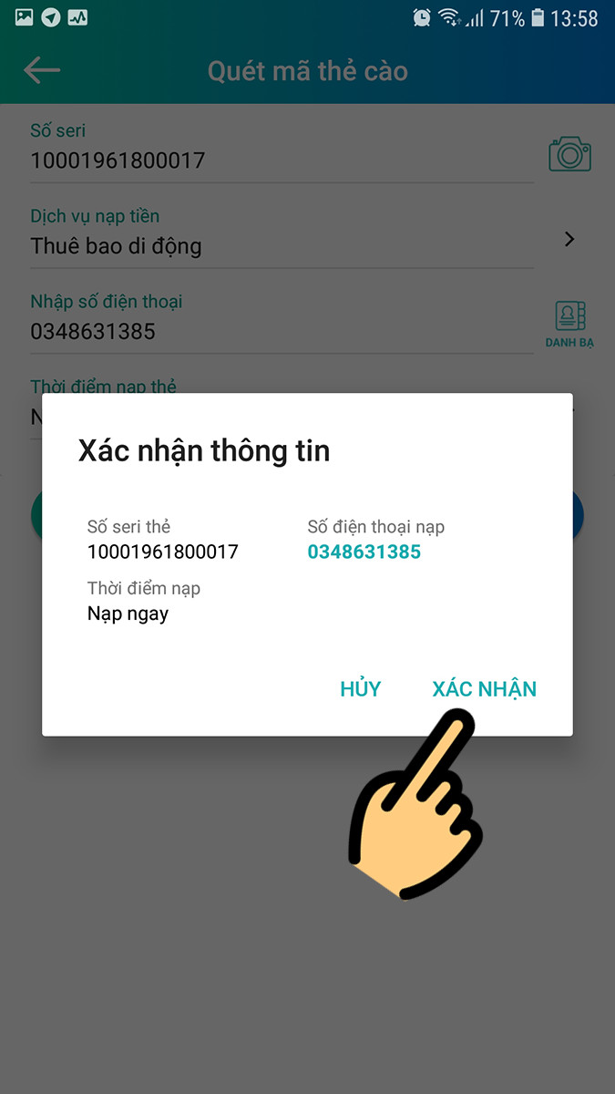 Xem lại th&ocirc;ng tin thanh to&aacute;n v&agrave; nhấn X&aacute;c nhận