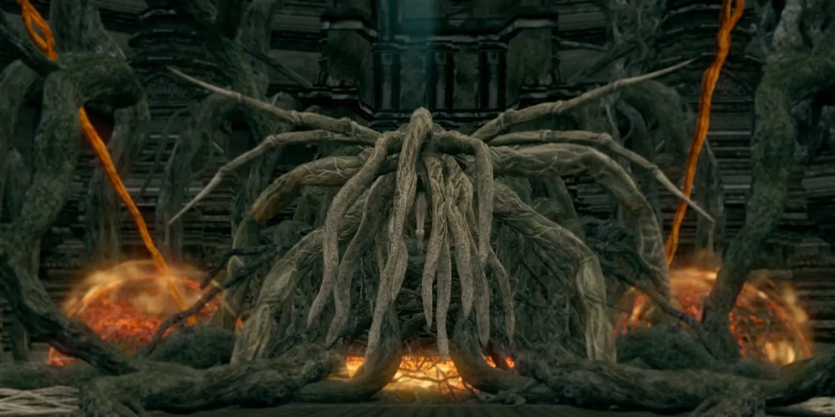 Boss Bed of Chaos Dark Souls với địa hình platform khó chịu