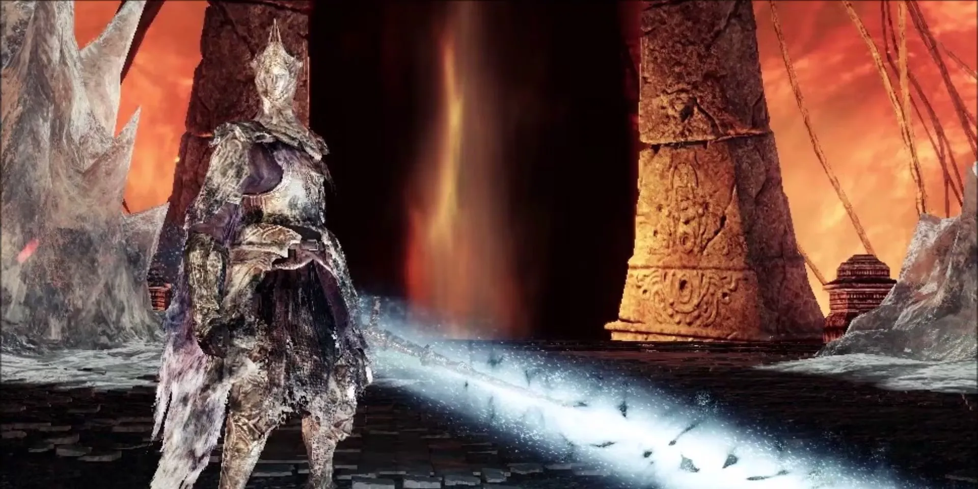 Burnt Ivory King, trùm cuối DLC của Dark Souls 2, đứng giữa Old Chaos