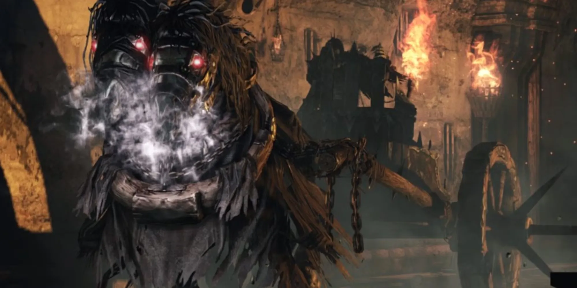 Cỗ Xe Đao Phủ từ Dark Souls 2 lao nhanh trong đấu trường tròn