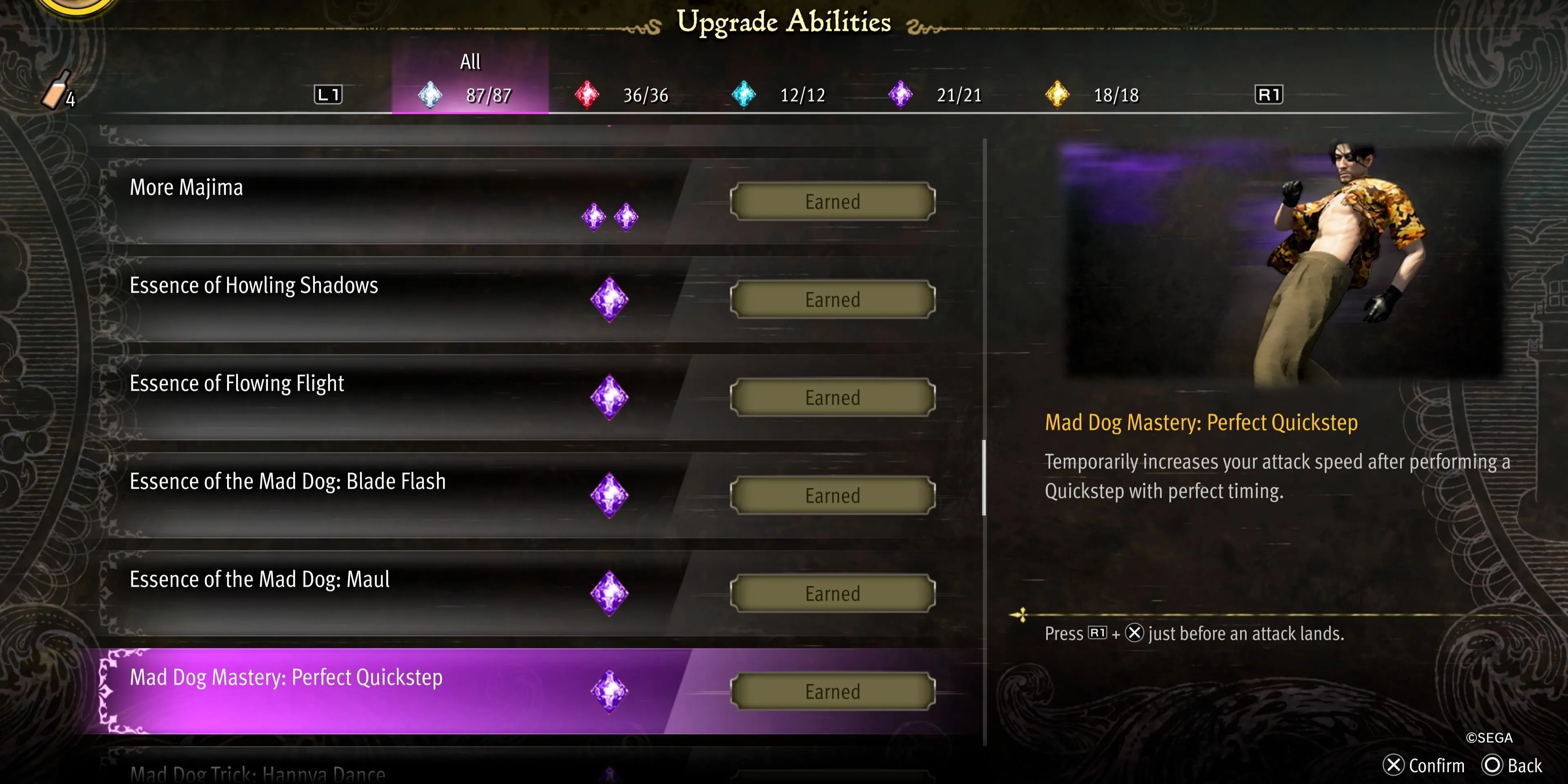 Majima thực hiện Perfect Quickstep tăng tốc độ tấn công trong Like a Dragon: Pirate Yakuza