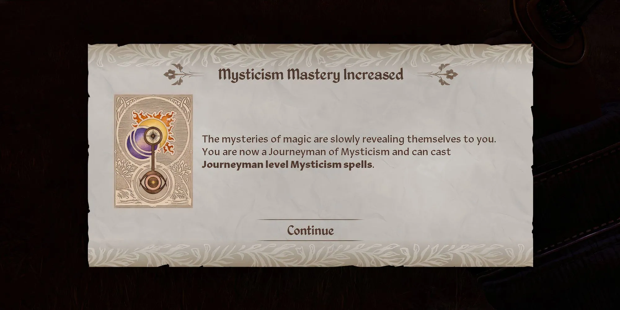 Màn hình hiển thị tiến độ kỹ năng (Skill Mastery) của nhân vật trong Oblivion Remastered