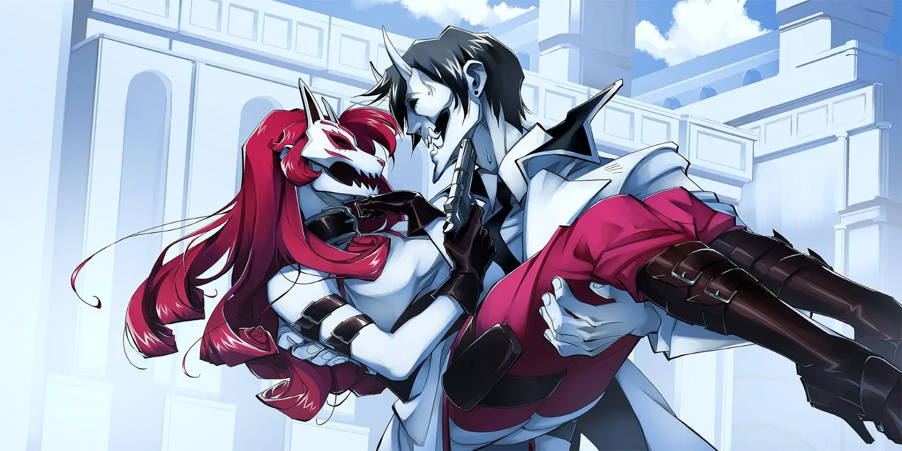 Neon White gameplay screenshot showing the main character