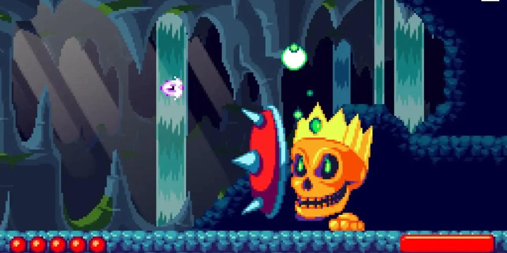 Nhân vật quả cầu mắt di chuyển trong game platformer độc đáo Witcheye.