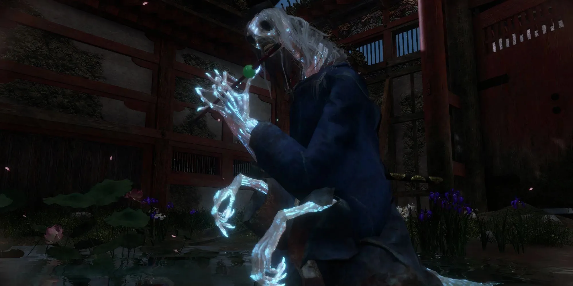 Nhân vật Sói trong Sekiro trông già nua và yếu ớt do hiệu ứng Suy Nhược