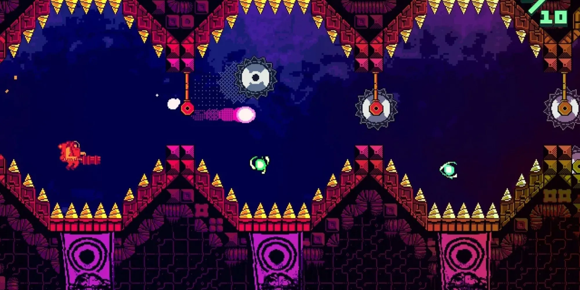 Nhân vật sử dụng súng để di chuyển theo chiều dọc trong game ATOMIK RunGunJumpGun.