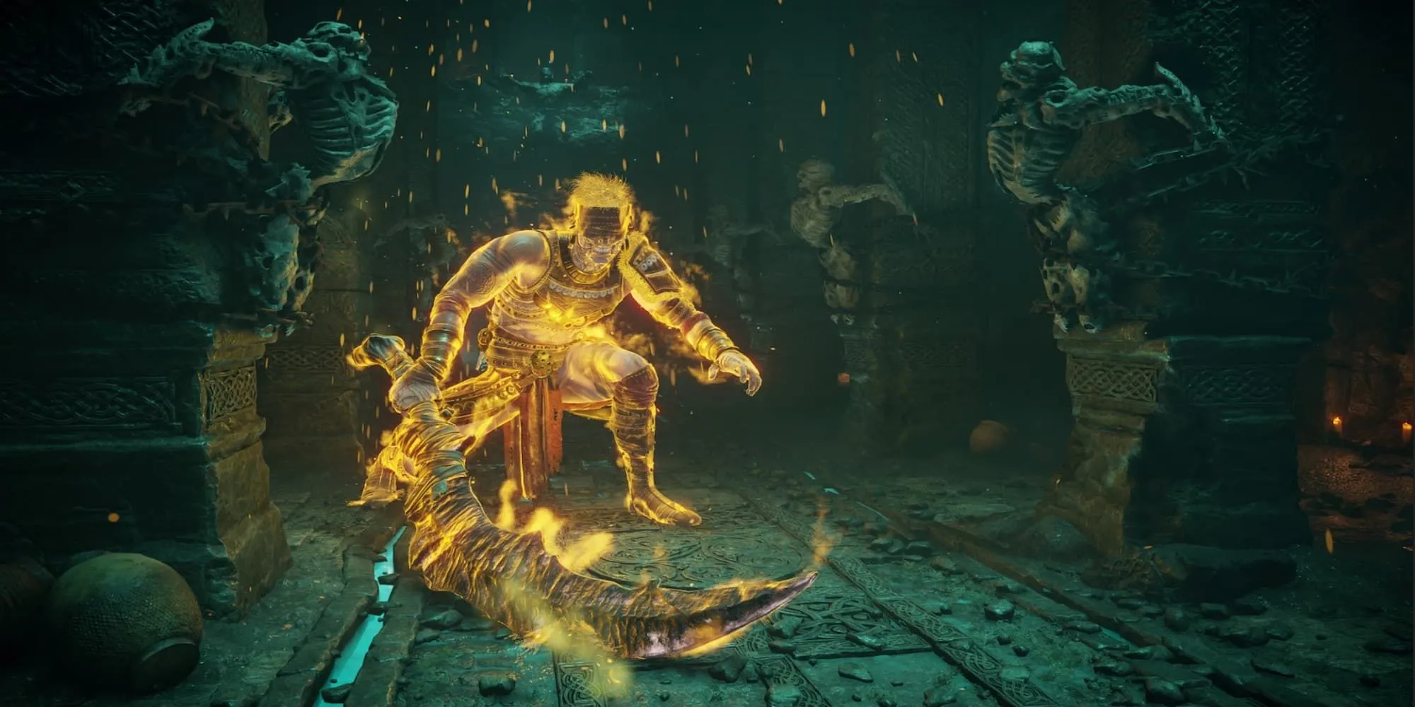Old Hero đứng trong đấu trường boss của Demon's Souls