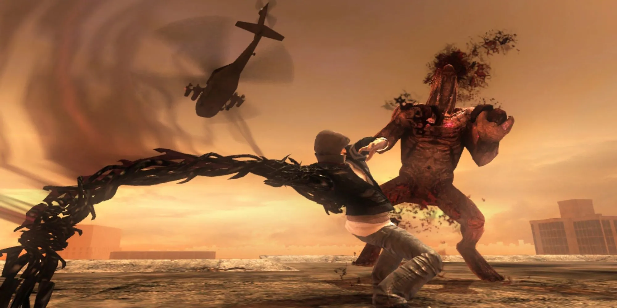 Prototype game image showing Alex Mercer in the street