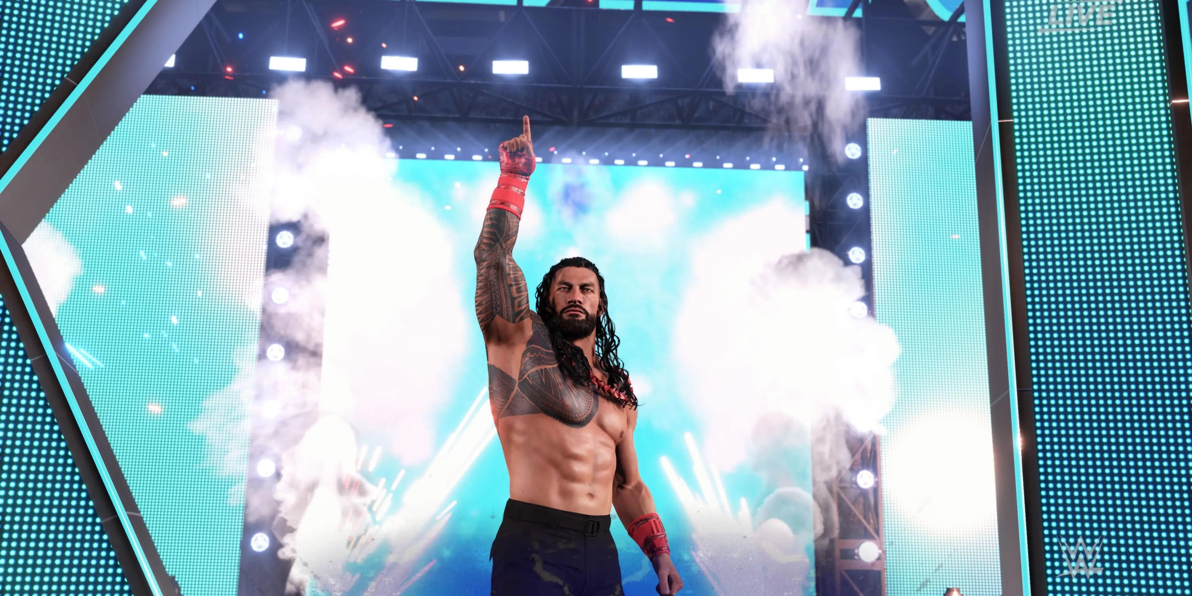 Roman Reigns 'Tribal Chief' uy nghi trên đường ra sân đấu WWE 2K25