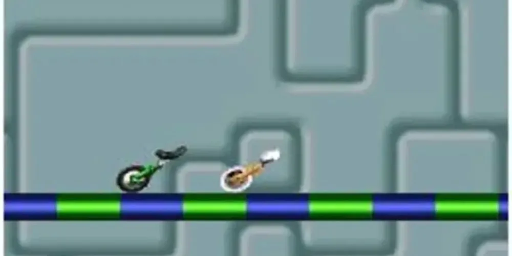 Xe đạp một bánh thực hiện thủ thuật trên đường đua 2D trong Uniracers trên SNES