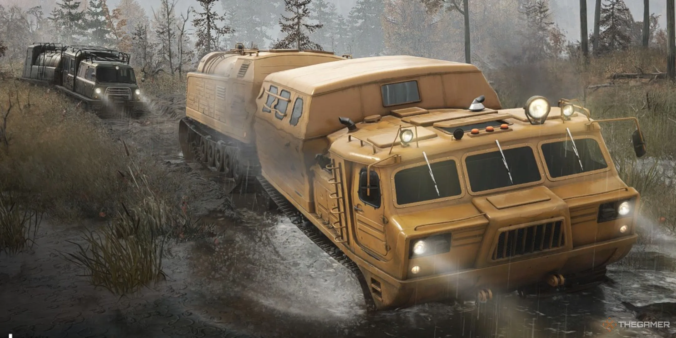 Màn hình tải game RoadCraft hiển thị đoàn xe dịch vụ dã chiến