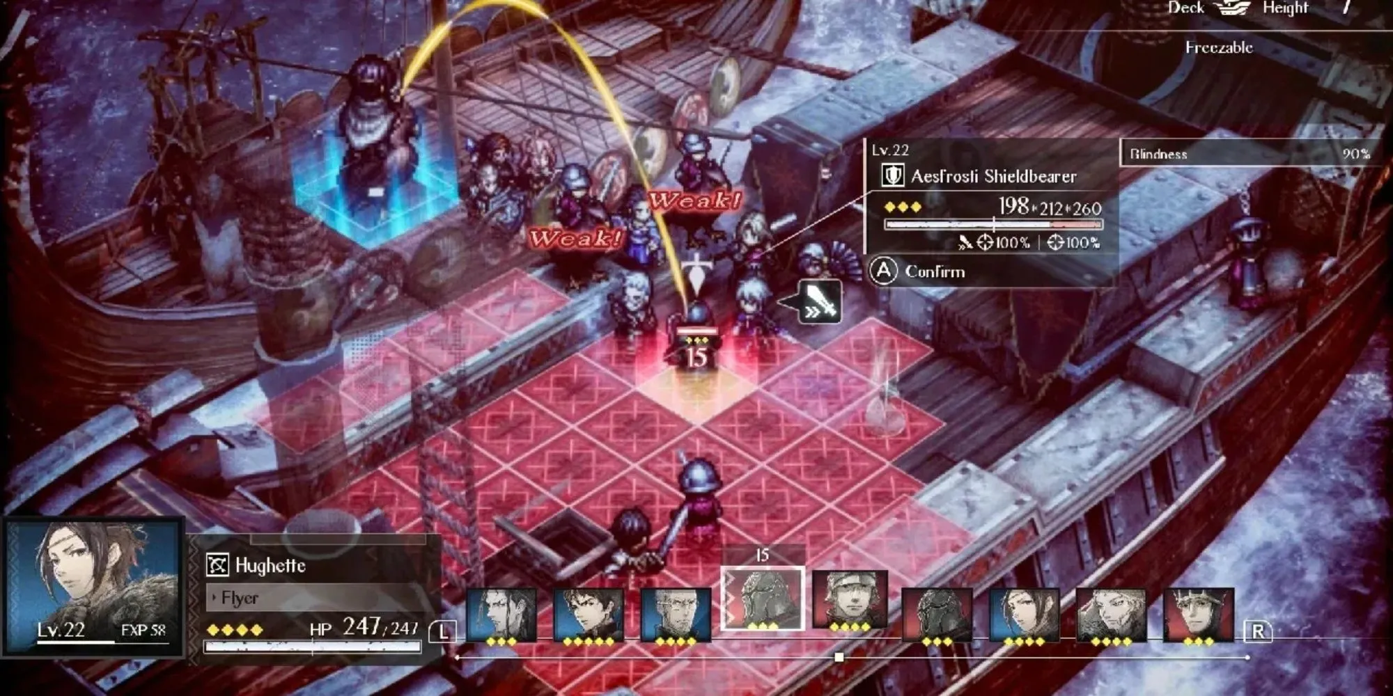 Hình ảnh chiến đấu trong game RPG chiến thuật Triangle Strategy