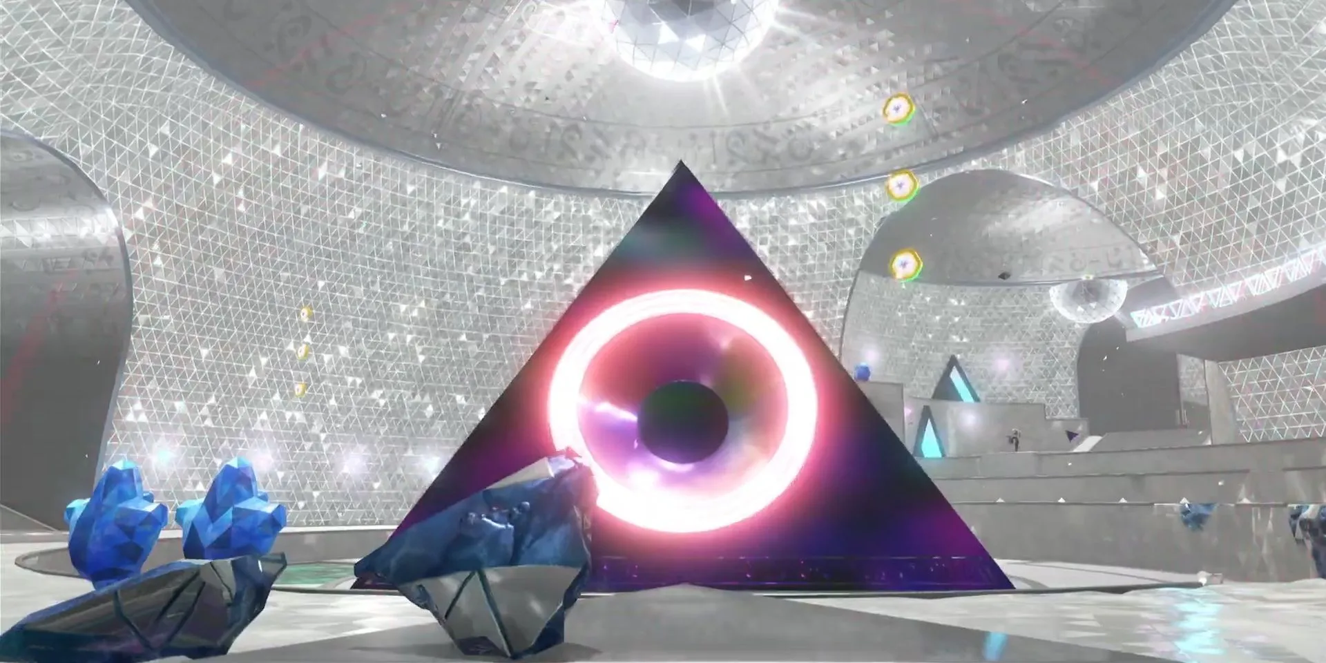 Khu vực Groove Layer rực rỡ ánh đèn disco sau khi sửa chữa Disco Hall trong Donkey Kong Bananza