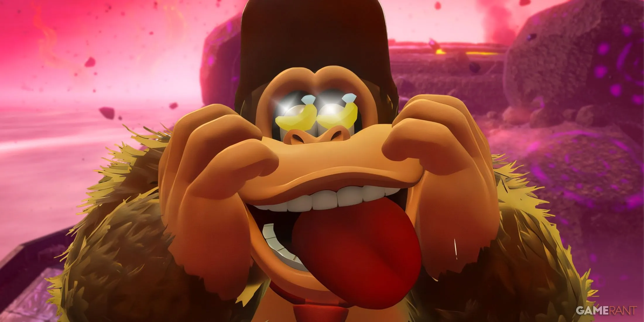 Kim cương Banandium lấp lánh trong hang động tại Ingot Isle Cave-In của Donkey Kong Bananza