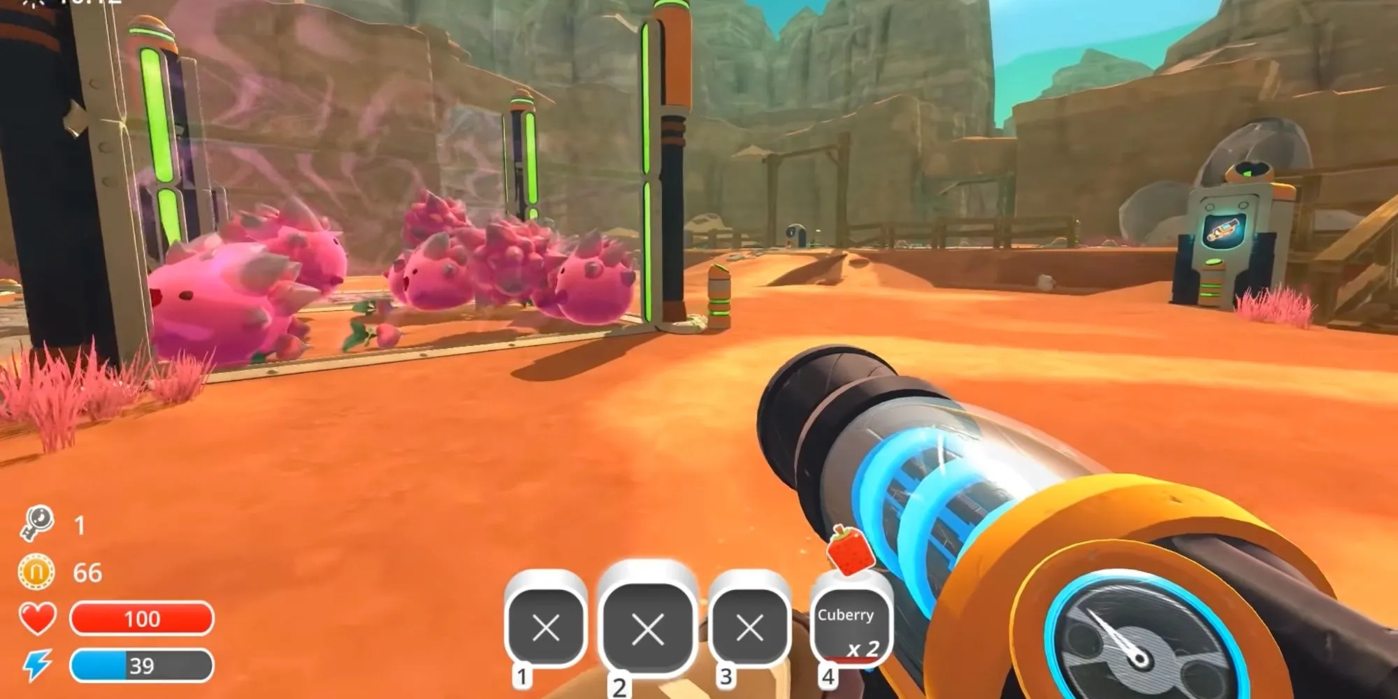 Người chơi đang ngắm nhìn bầy slime ngộ nghĩnh trong Slime Rancher