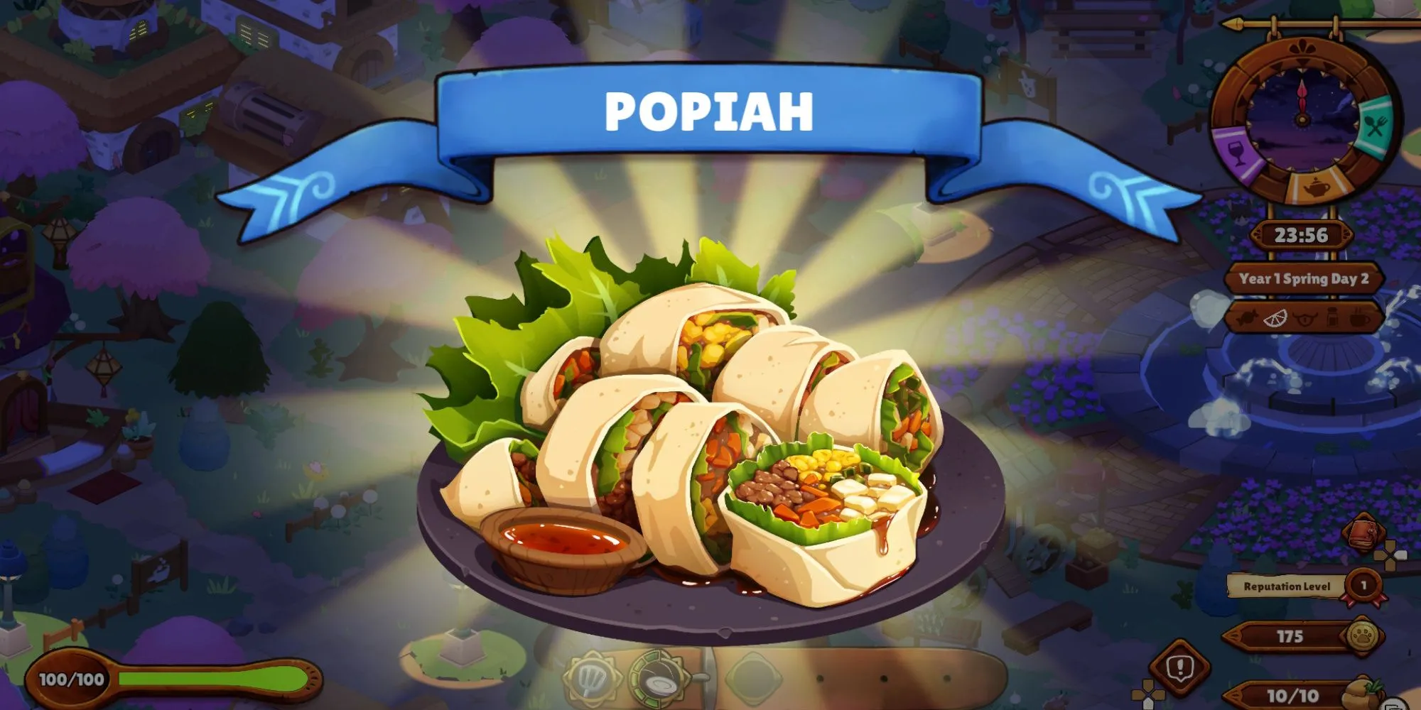Nữ nhân vật chính đang chiến đấu trong một hầm ngục tối tăm trong Cuisineer