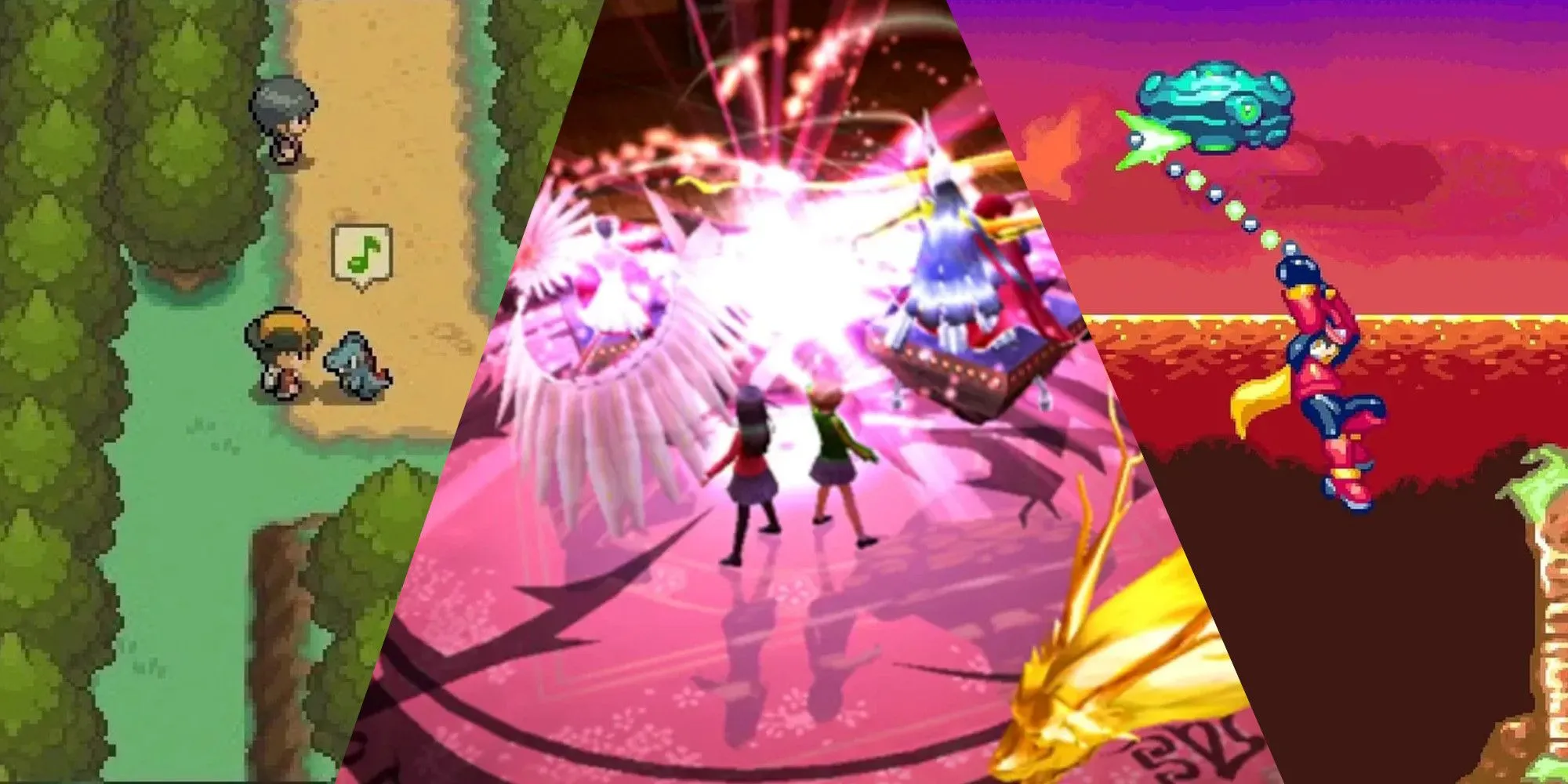 Tổng hợp hình ảnh các series game nổi tiếng trên máy chơi game cầm tay như Pokemon, Persona và Mega Man