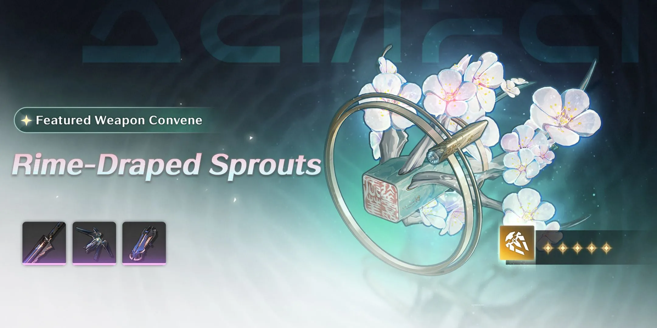 Vũ khí Rime-Draped Sprouts cùng banner Zhezhi